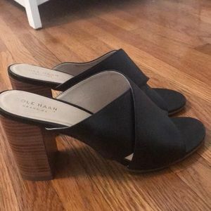 Cole Haan black slip on heels